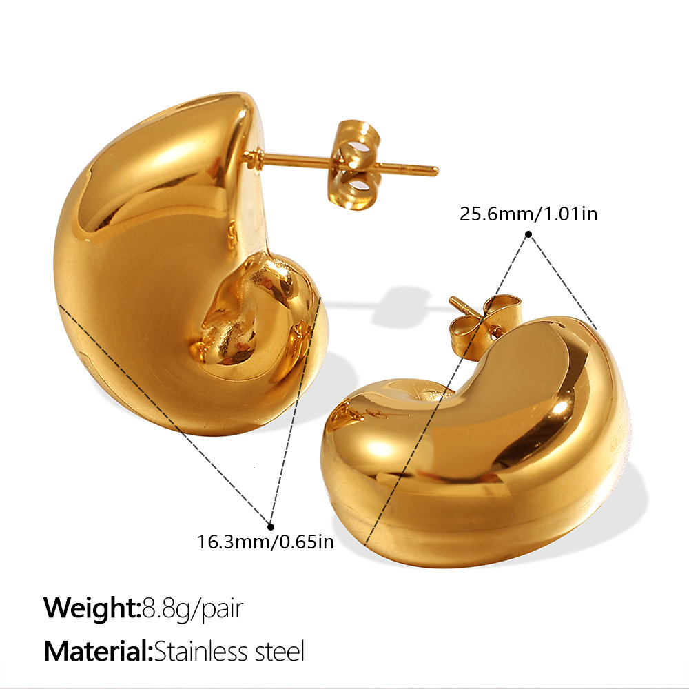 18K Gold Plated Stainless Steel Earrings - New Designer Water Drop Studs, Light Luxury Jewelry H260129