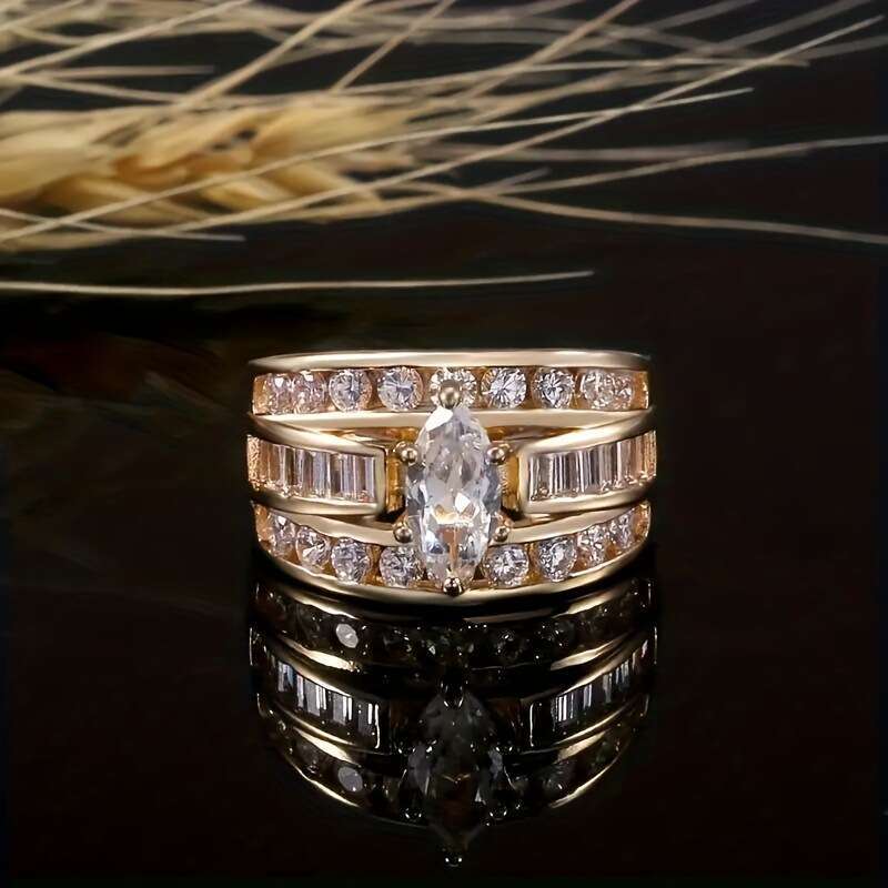 lady's ring set with zircon ring jewelry woman classic accessories White Gold Wedding high quality ring diamond ring consecutive rings engagement