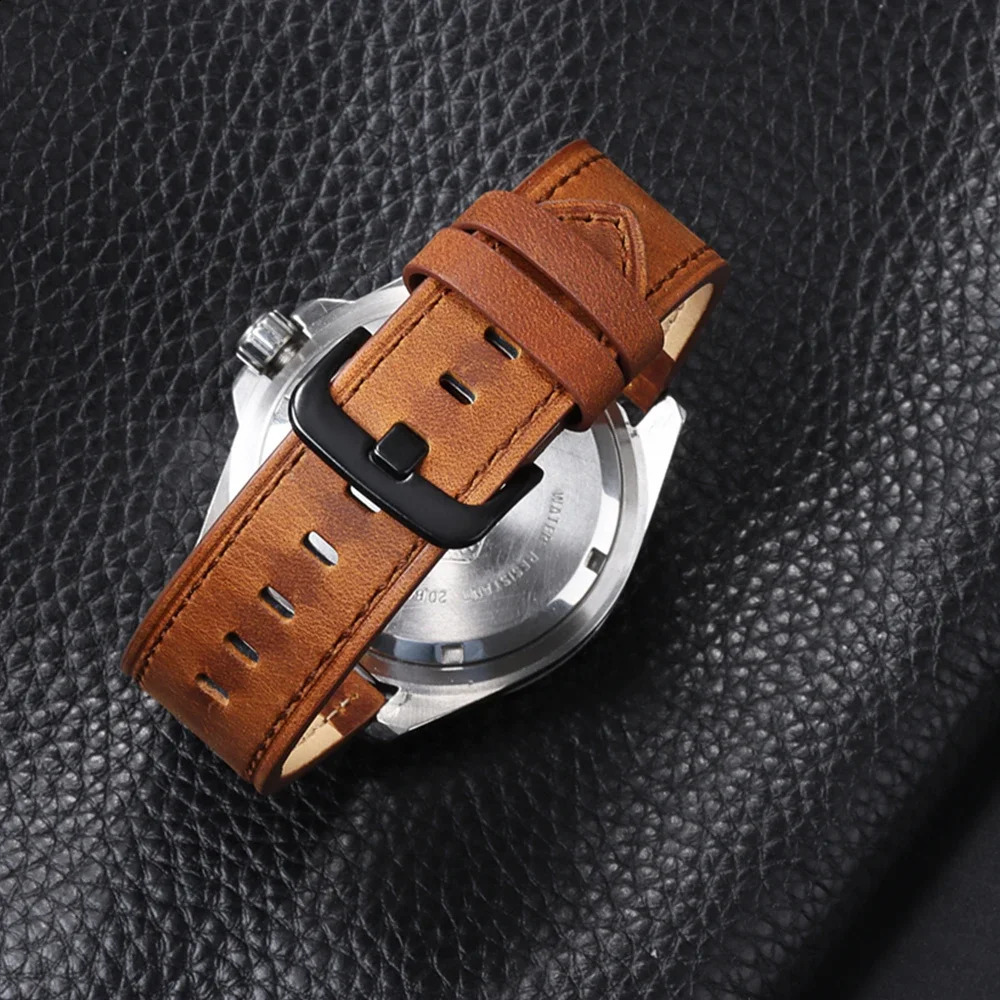 Calfskin Genuine Leather Watchbands Black Blue Watch Band 18mm 20mm 22mm 24mm Smartwatch Strap Dark Brown Watches Accessories 250819