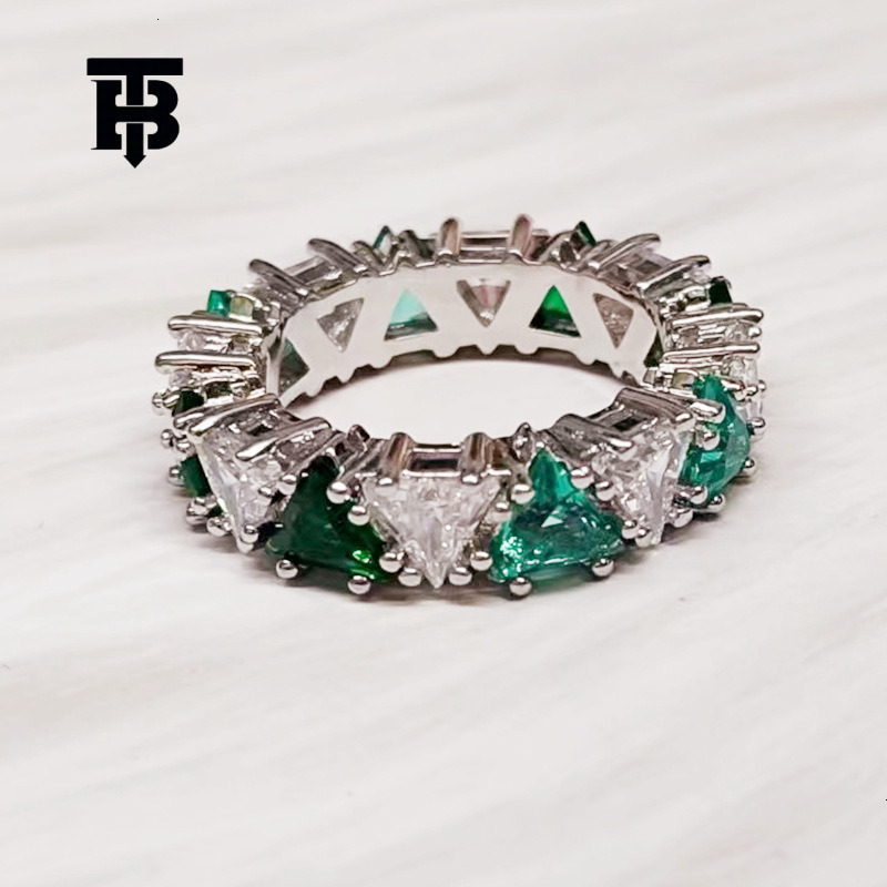 TB BHULAMTE New Product Designer Shiny Gradient Triangle Cut Diamond Ring Personalized Temperament Women's Round Simple Accessories Luxury Jewelr