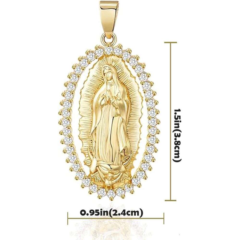 Gold Plated Virgin Necklace - Virgen De Mother Mary Our Lady of Guadalupe Pendant Amulet for Women Jewelry Gift