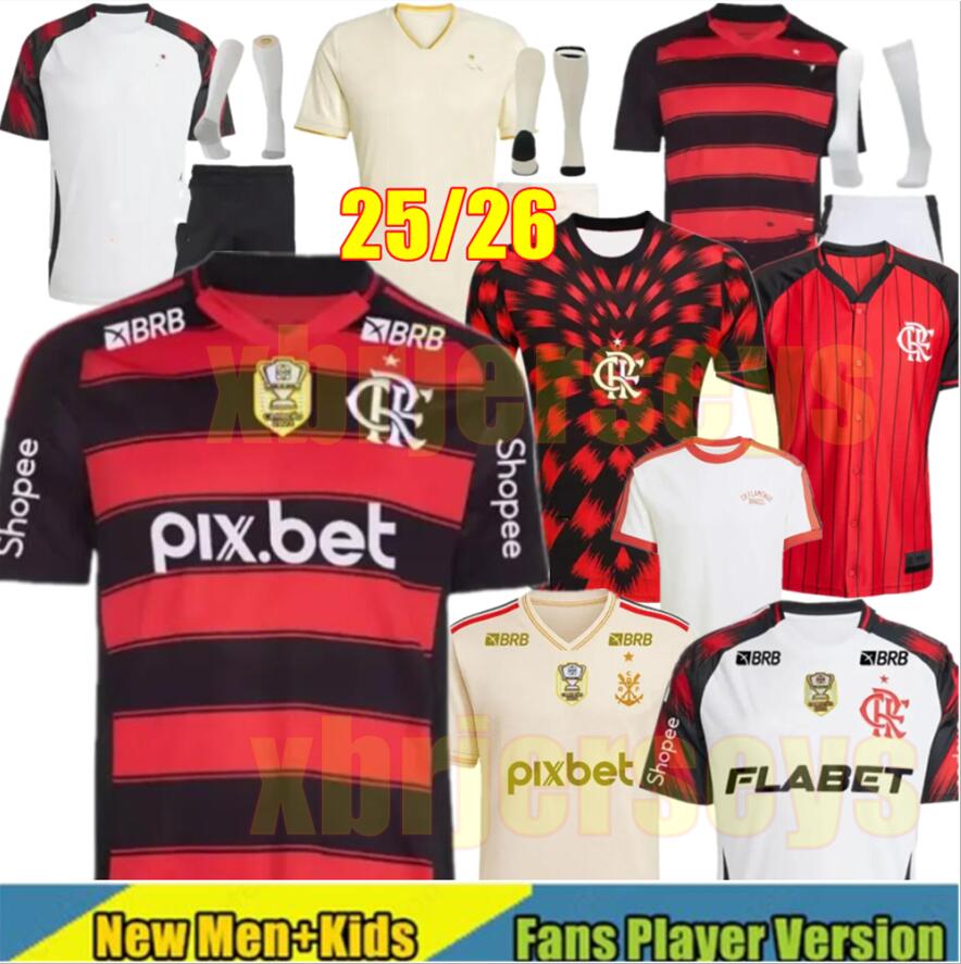 3XL 4XL 25 26 Flamengo jersey DE ARRASCAETA S.LINO soccer jerseys mens kids kit Baseball 2025 2026 Flamenco home away 3rd Camisa DANILO Jorginho football shirt