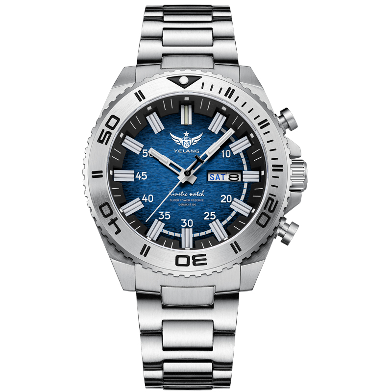 Yelang Watches V1035 44mm Men Diving Watch Human Kinetic Energy Watch 100m Waterproof Watches luminous Japan PX83 Sapphire