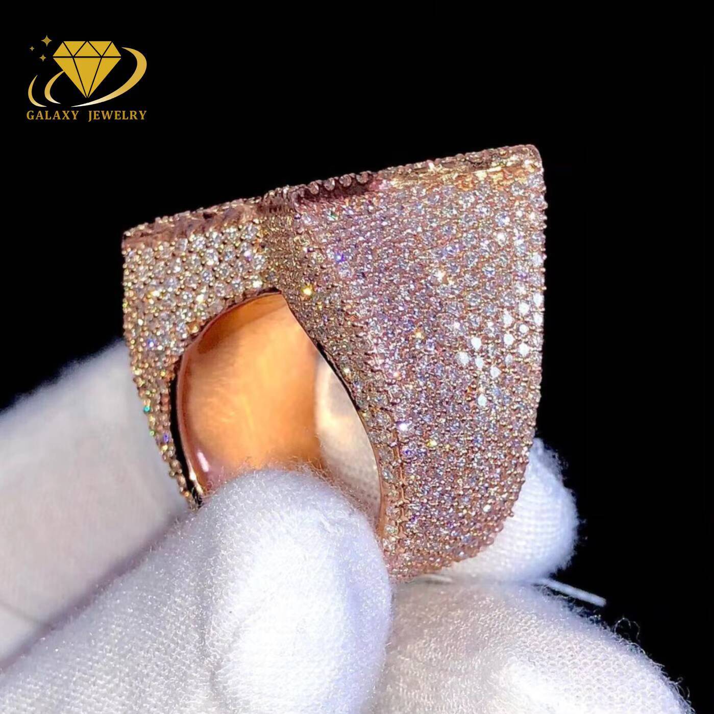Fashion Fine Jewelry 925 Sterling Silver Hip Hop Ring Iced Out Baguette Vvs Moissanite Diamond Star Ring for Men Women