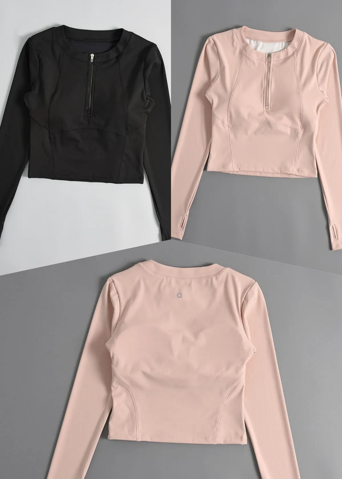 A1196 Femmes Half-Zipper Fitness Costume courte veste de course à manches longues Pilates Pilates T-shirt Yoga Automne et hiver