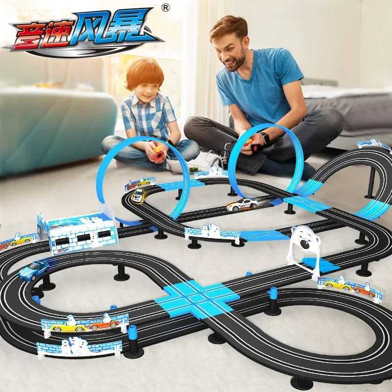 Electric Railway Track Toy Set Double Remote Control Car Racing Track Autorama Circuit Car Toy for Boys Children Gift Y250825