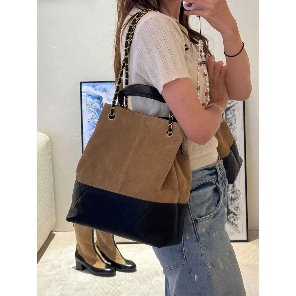 Best Seller Shoulder Bags 25A Designer Real Suede Plaid Shopping Bag With Chain Belt Woman Handbag Vintage Hobo Genuine Leather Patchwork Classic New 
