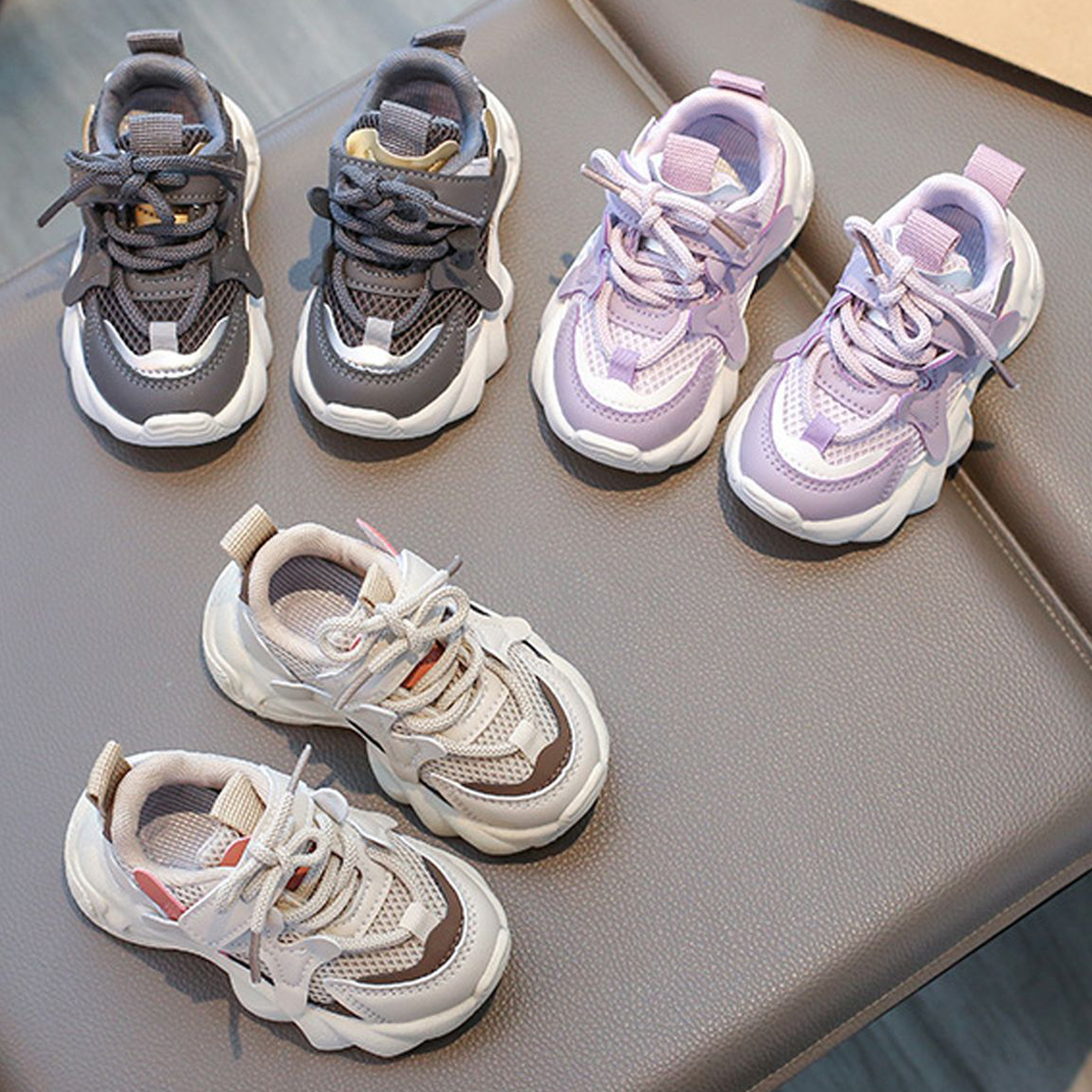 Kids Shoes Girls Sneakers Mesh Toddler Casual Tennis Sneakers Umshop Spring Fashion Running Sport Girl Platform Shoes Balck Purple Khaki Size 21 - 30 