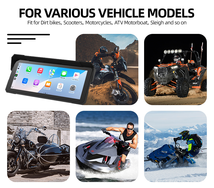 CarPlay Screen for Motorcycle,Portable Wireless Carplay/Android Auto for Motorcycle,8.1 inch IPS Waterproof Portable Radio GPS for Motorbike with Mirr