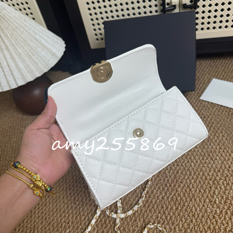 19X10CM Fashion storage bags litchi pattern leather chain tote bag classical single shoulder crossbody bag comes with dust bag gift box