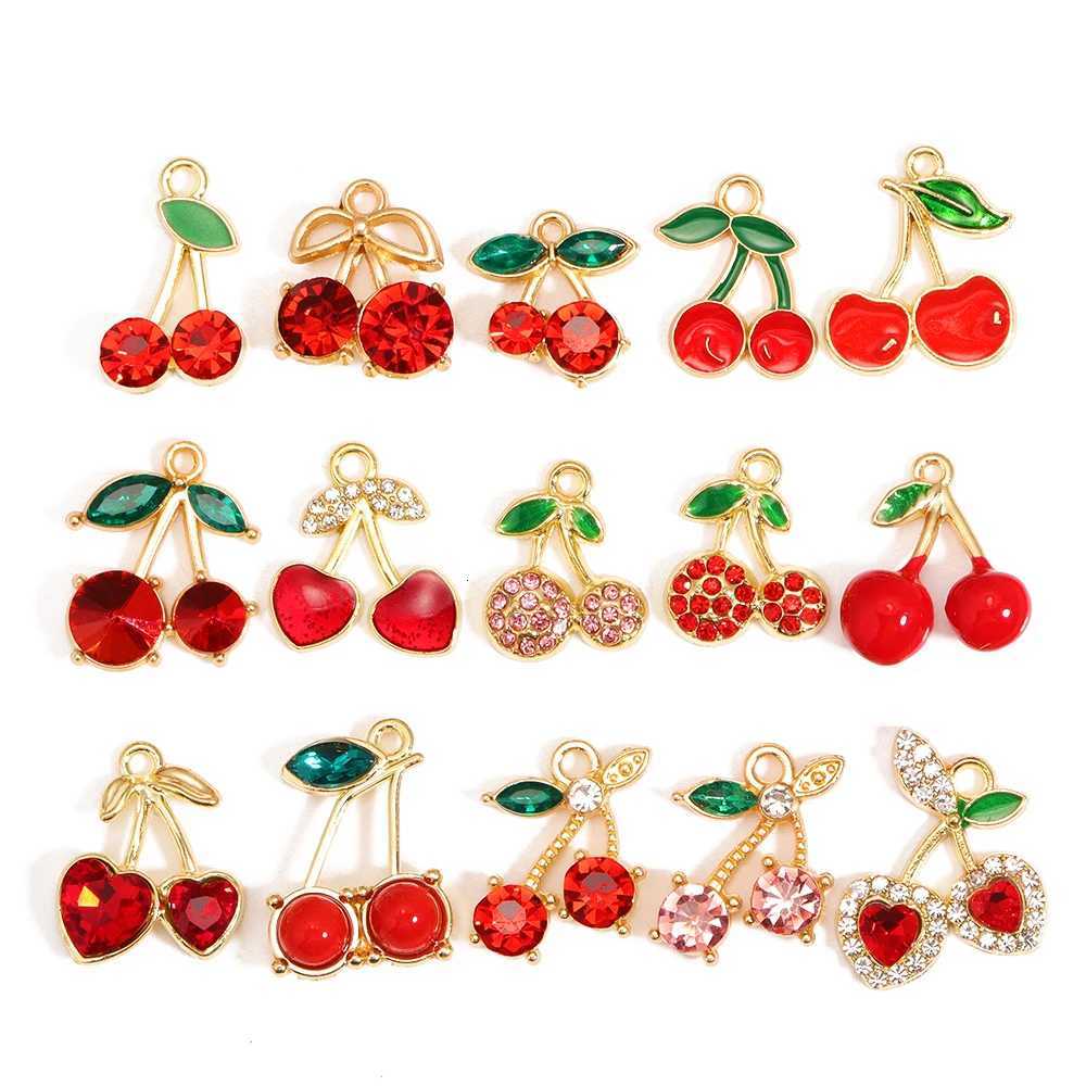 Designer 10Pcs Mixed Red Crystal Charms Cute Fruit Pendants for DIY Jewelry Making Accessories Handmade Earrings G250825