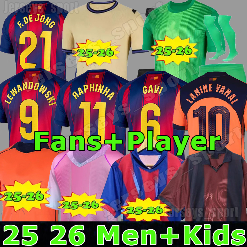 S-5XL 25 26 LAMINE YAMAL RAPHINHA RASHFORD Soccer Jersey 2025 2026 LEWANDOWSKI Camiseta de futbol PEDRI KOUNDE football KIT shirt men kids kits Players fans 888