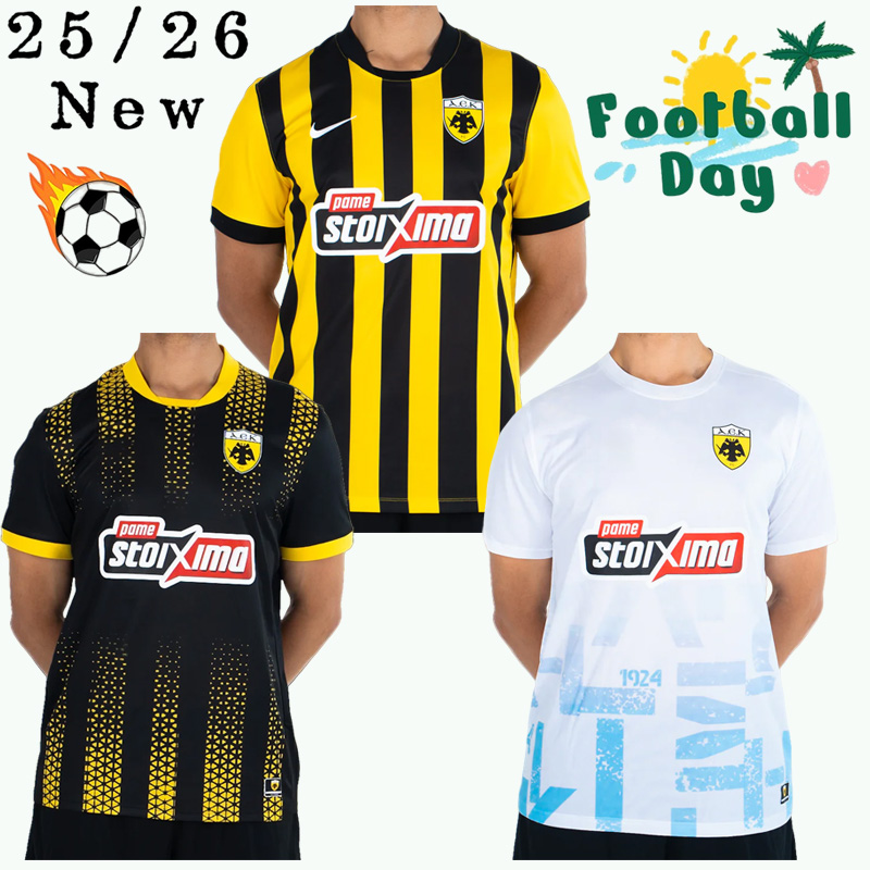 25 26 Aek Athens Soccer Jerseys Araujo Aek Fc Dereck Kutesea 2025 2026 Foolball Shirt Luka Jovic Yellow Black Home Away Martial Jersey