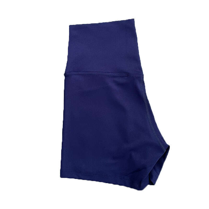 New Style Barely There High Waist Brushed Wear Nylon Women Tight Yoga Three-Quarter Sports Shorts Peach fc