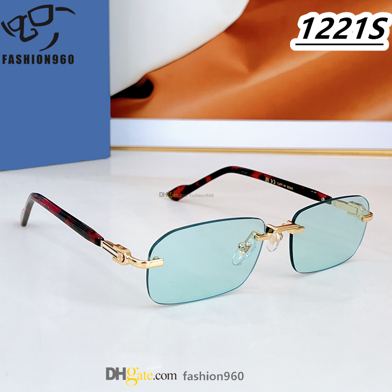Full pattern lens luxury sunglasses Women Fashion famous Designer Brand Men GG1221S Acetate Personality Classic Clear optical frame lunettes de soleil