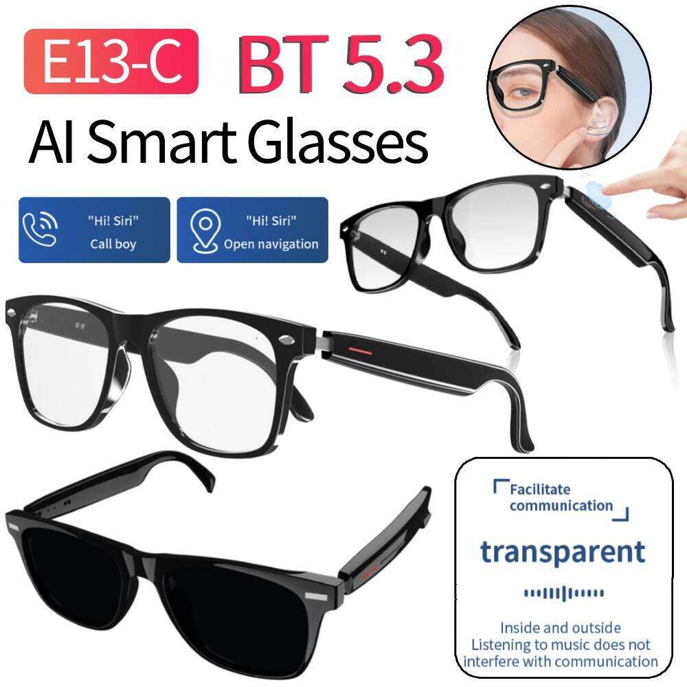 E13-C Smart AI Voice Assistant Camera Remote Shooting Outdoor Sport Glasses With Cam Open Ear Sound Mic Speakers