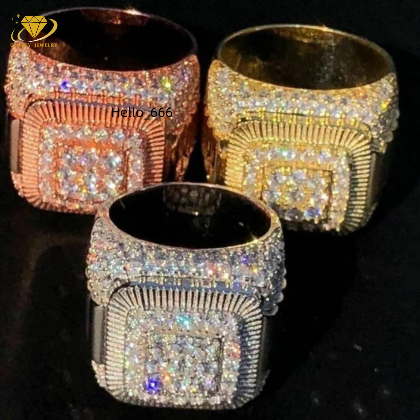 Fashion Jewelry Custom Hip Hop Mens Ring Big Diamond Pinky Ring Vvs Moissanite S925 Silver Iced Out Ring