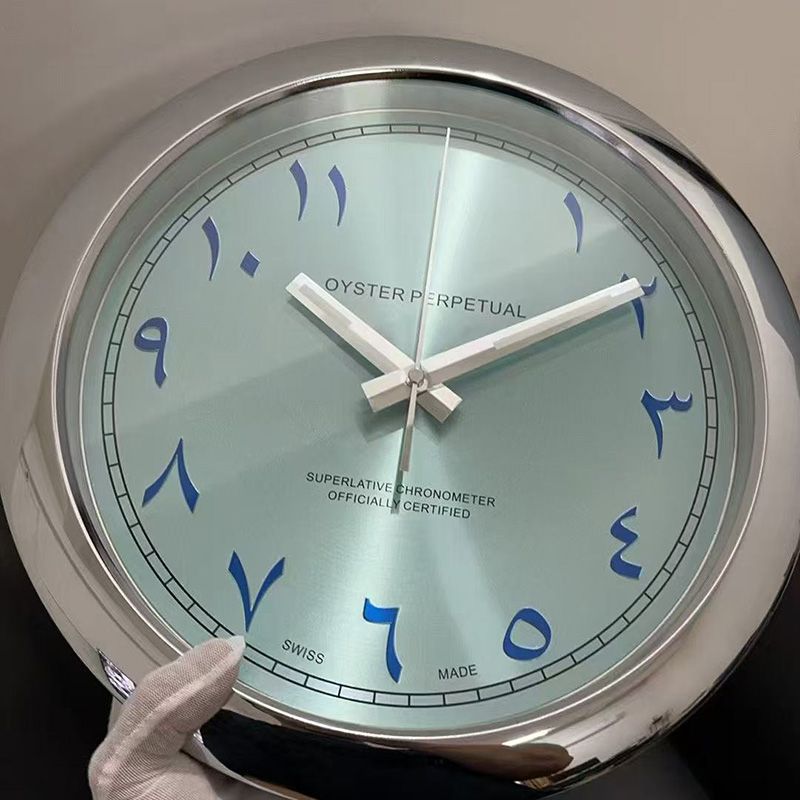 Green Wall Clock Modern Metal Wall Watch for Home Office Decor Large Tif Blue Accent Silent Movement W250924