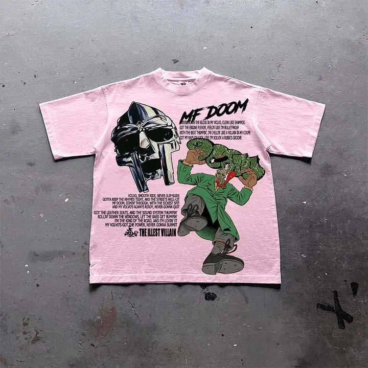 Vintage Illest Villain Mf Doom Pattern Printed Cotton Tshirt Unlocks Unique Outfit Beloved by Fashionists graphic t shirts 250906