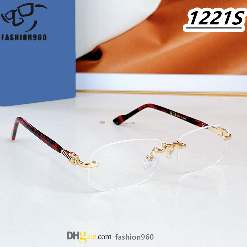 Full pattern lens luxury sunglasses Women Fashion famous Designer Brand Men GG1221S Acetate Personality Classic Clear optical frame lunettes de soleil