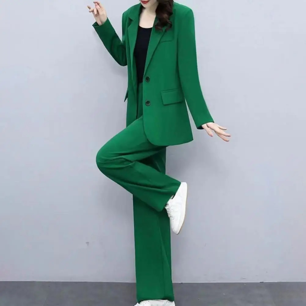 Women Thin Jacket Casual Pants Formal Two piece Set Office Lady Business Cardigan Coat Pants Suit Commute Clothes 250825
