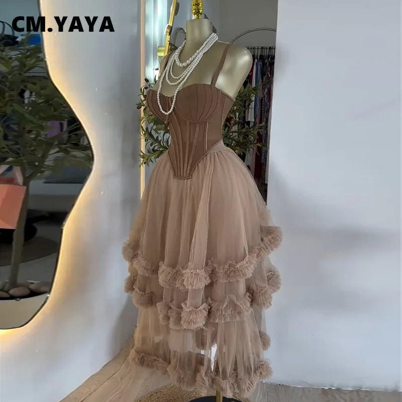 CM.YAYA Womens Dress Set Sleeveless Strap Tops and Pleated Tiered Skirts Suit Elegant Vacation Birthday Two 2 Piece Set Outfits 250825