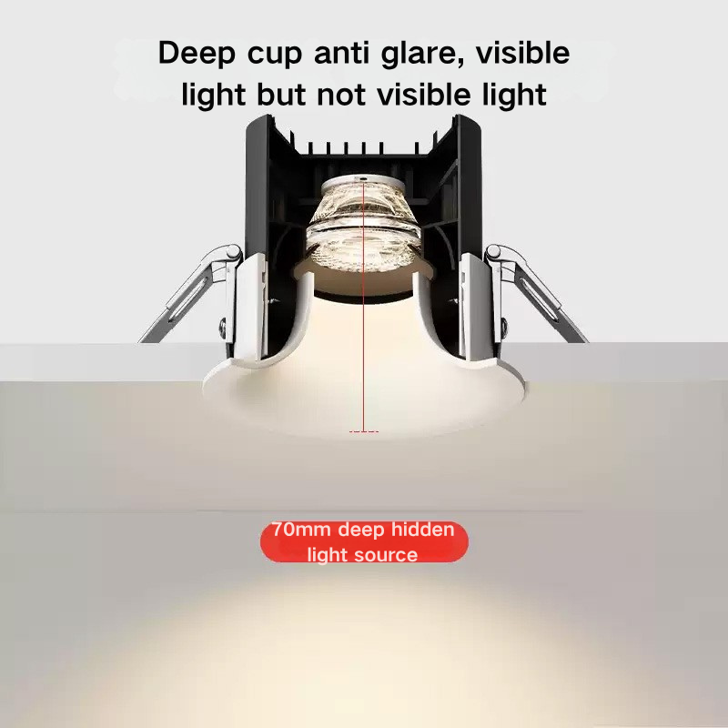 Arc-shaped eye-protecting spotlights, small hill embedded living room downlights, no main light, anti-glare wall-washing lights, full spectrum 40