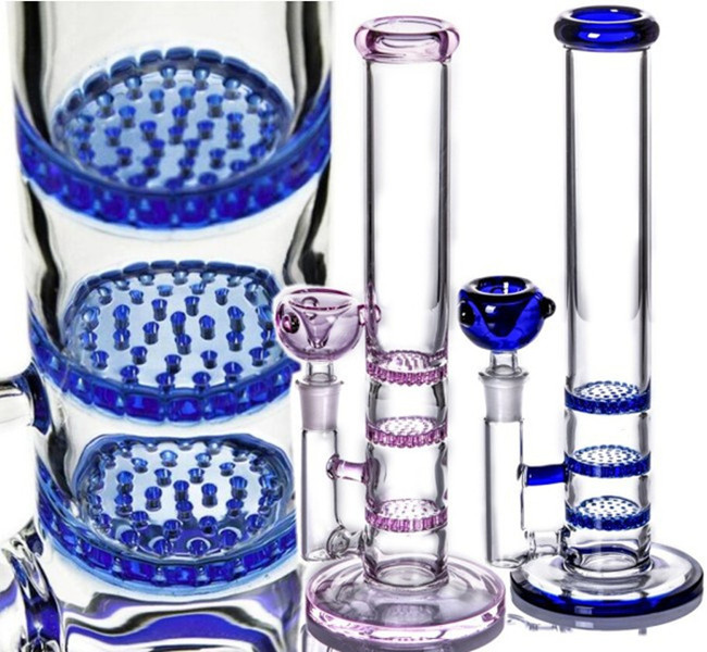 Glass Water Bongs Bubbler Percolator Warter Pipes Hookahs Smoking Glass water Pipe Straight Tube Bong 11inchs tall