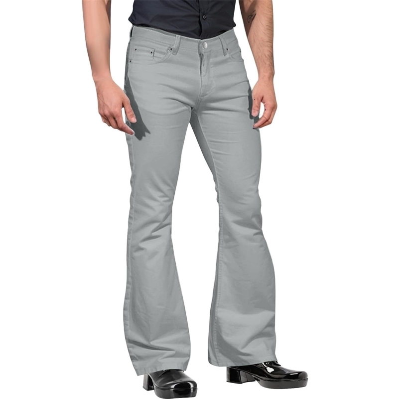 Fashion Mens Retro Flare Pants Solid Color Mid-Rise Trousers Casual Classic 70s Bell Bottom 250823
