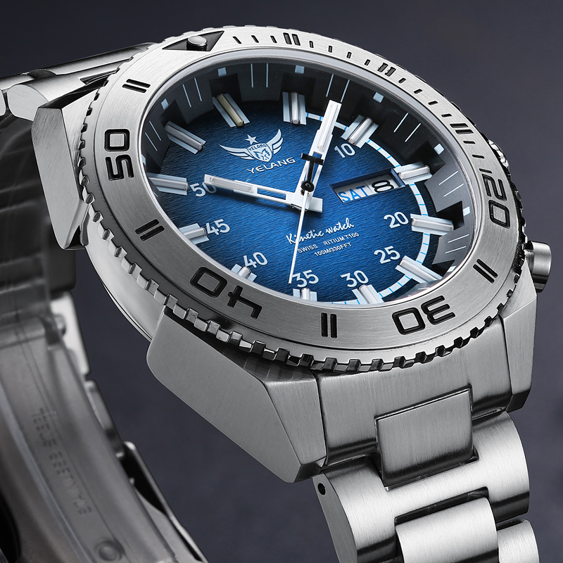 Yelang Watches V1035 44mm Men Diving Watch Human Kinetic Energy Watch 100m Waterproof Watches luminous Japan PX83 Sapphire