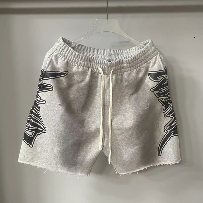 American High Street Summer Style MIXED EMOTION Jeans Fashion Hip-hop Streetwear Mens Drill Denim Shorts 250825
