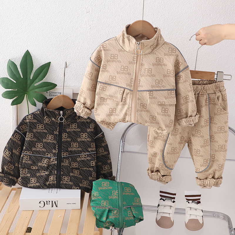 2025 New Boys Autumn Outfit Set Stylish Kids Spring Autumn Handsome Long Sleeve Two Piece Toddler Outer Wear Trendy Clothes