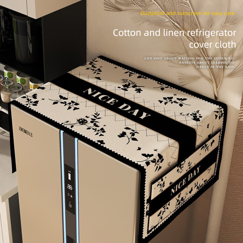 American Modern Refrigerator Dust Cloth Light Luxury Non-Slip Storage Hanging Bag Double Door Cover Towel Household Top Cooling Type