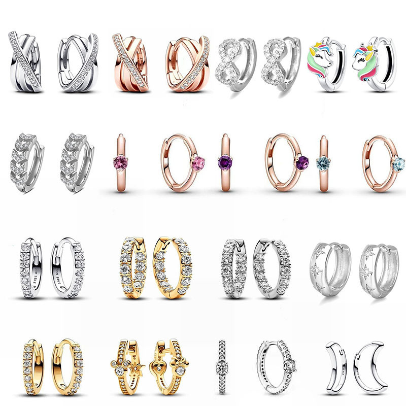 S925 silver circle hollow designer charm earrings for women girls lovely shine crystal bling diamond round dangle earring earings ear rings jewelry