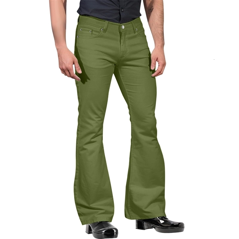 Fashion Mens Retro Flare Pants Solid Color Mid-Rise Trousers Casual Classic 70s Bell Bottom 250823