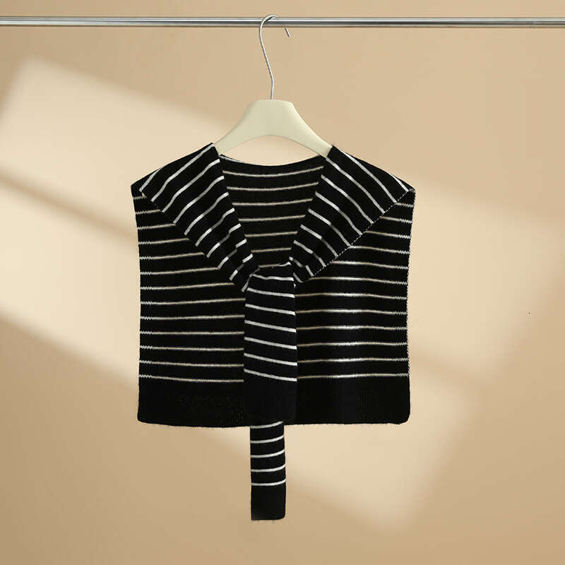 casquette beanie cap Autumn Winter Knitted Cashmere Scarf Thin Neck Warmer Fake Collar Striped Shirt Shawl