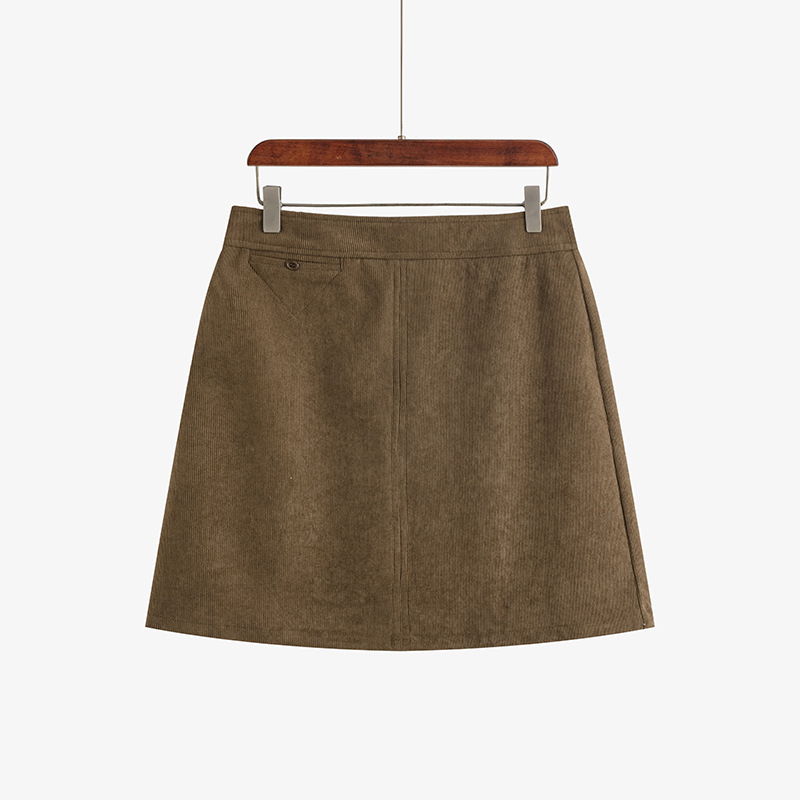 SY22025 Large Size Casual Versatile Straight Corduroy Skirt Women's Loose Skirt