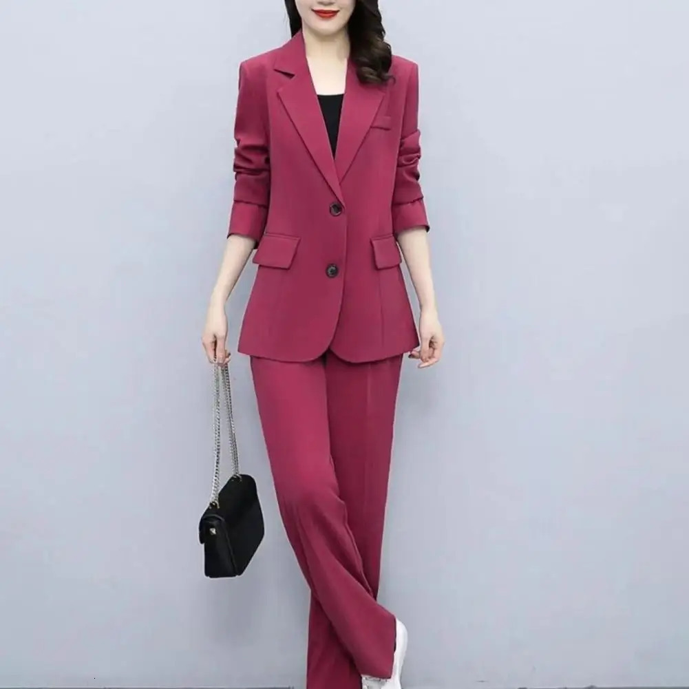 Women Thin Jacket Casual Pants Formal Two piece Set Office Lady Business Cardigan Coat Pants Suit Commute Clothes 250825