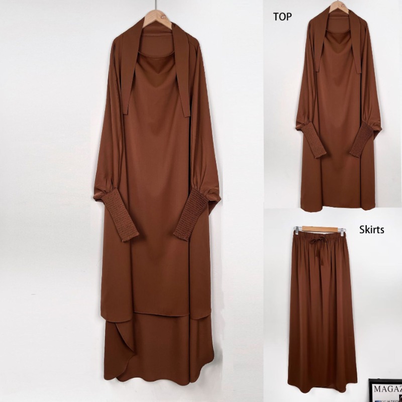 (657) New Two-piece Suit Women Casual Solid Color Robe