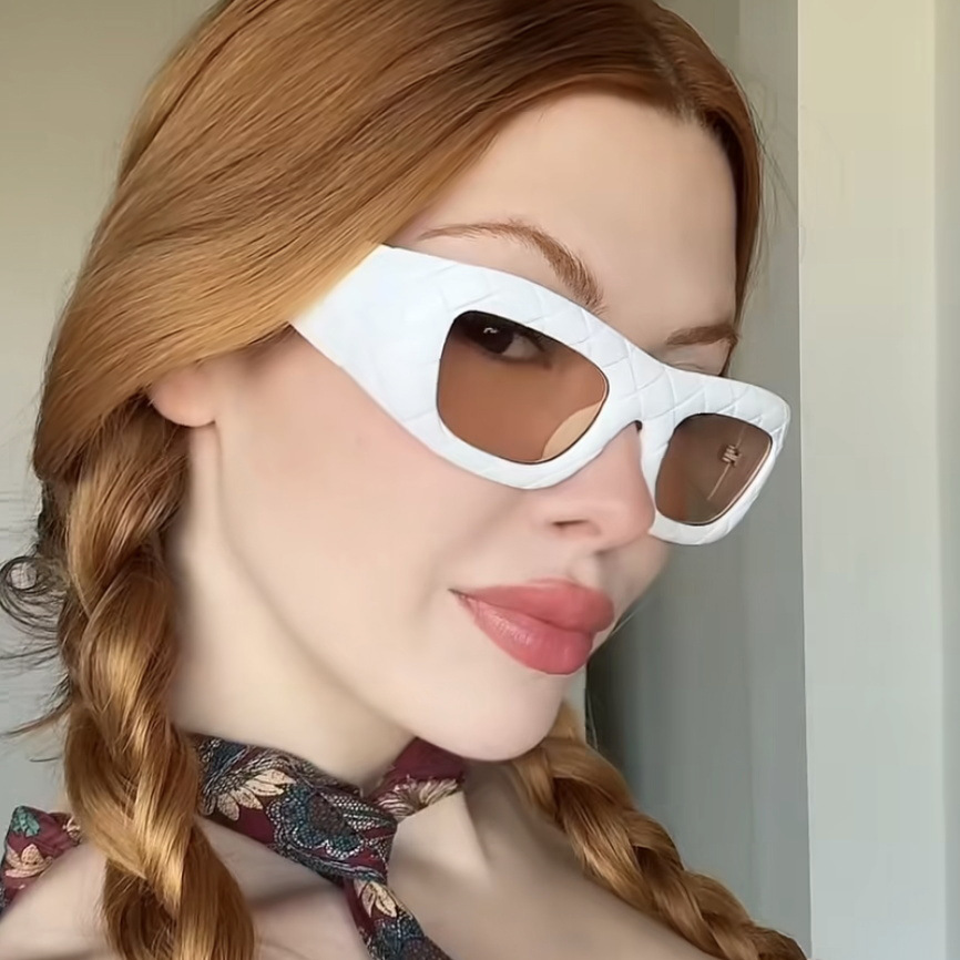 2025 Y2K Retro Print Sunglasses for Women Trendy Punk Hipster Square Frame UV Protection