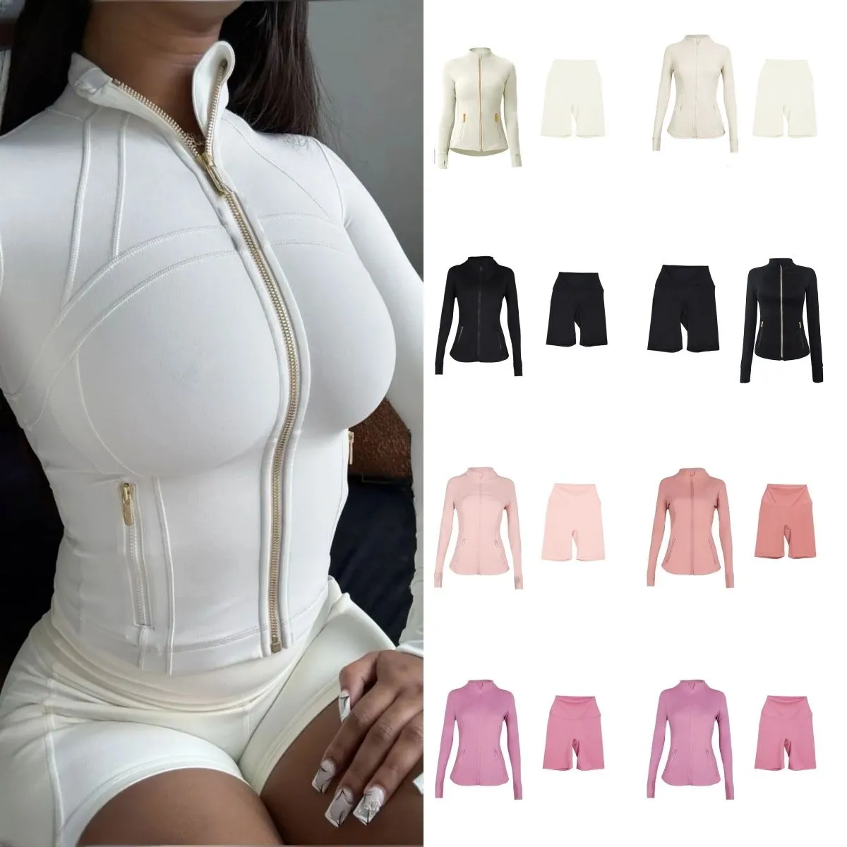 25ss top Gym and shorts Yoga Jackets Workout Elastic Waist leggings Fiess quick dry fiess Activewear Sweatshirt Zip jacket women Luluity Lemonitys sets sports yoga