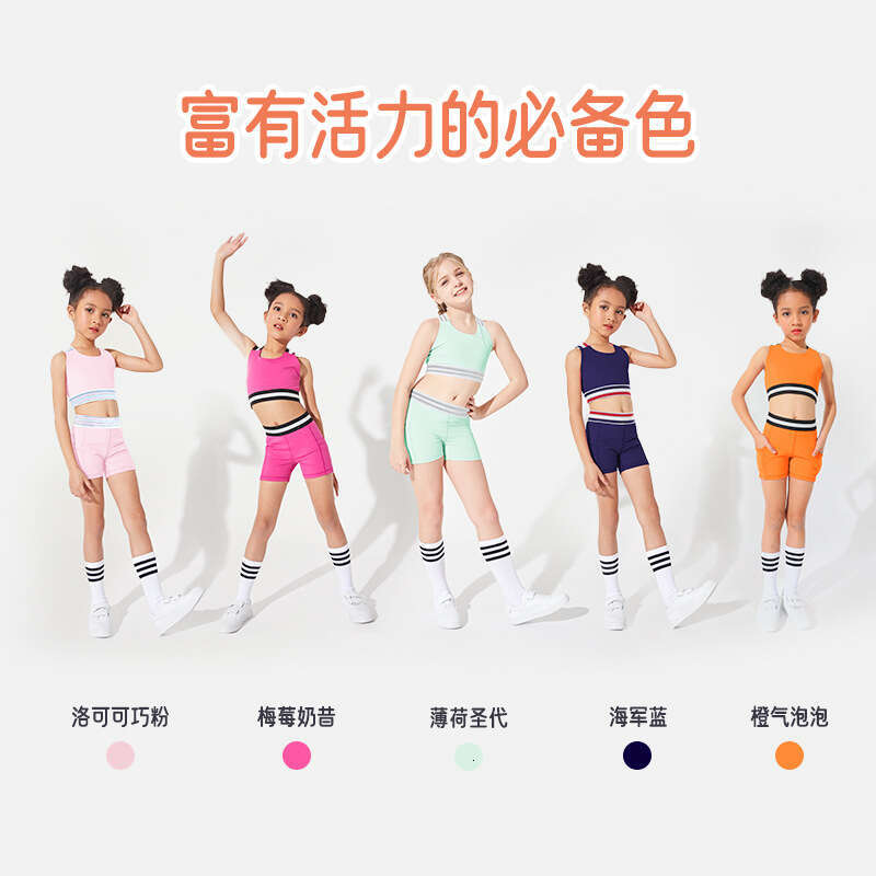 Battle Girl Skin-Friendly High Elastic Band Yoga Training Quick-Dry Children's Tight-Fitting Running Fitness Clothes af