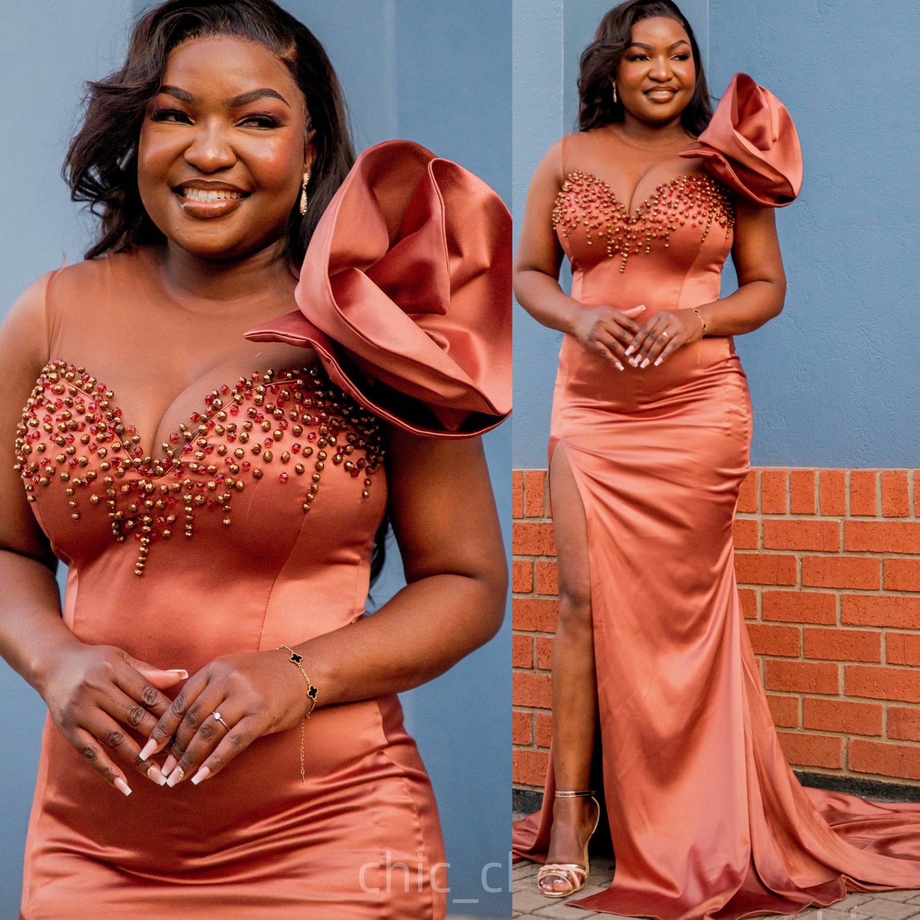 Indian Red Mermaid Prom Dresses 2025 Flower Satin Crystals Beaded Evening Formal Party Second Birthday Engagement Gowns Plus Size Dress For Special Oc