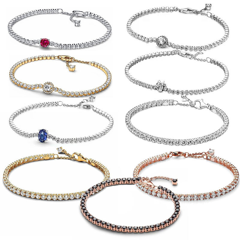 charms diamond bracelet bangle for women girls lovely shine crystal cz zircon tennis bracelets bangles jewelry white black pink stone silver rose gold bracelet
