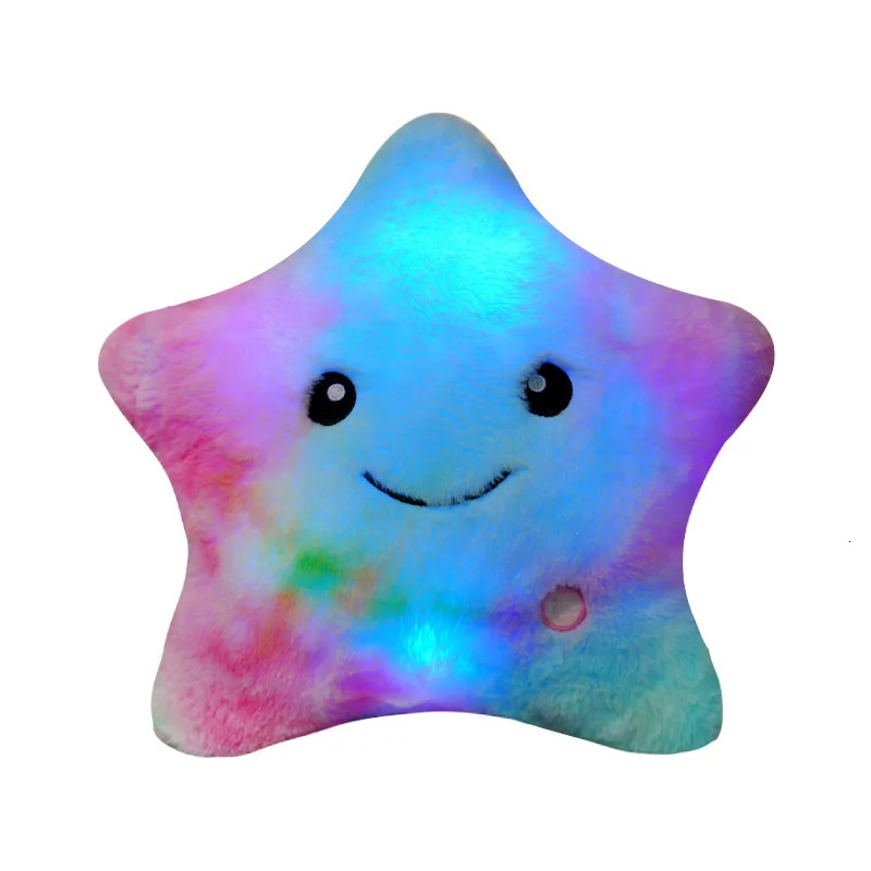 34CM Creative Toy Luminous Pillow Soft Stuffed Plush Glowing Colorful Stars Cushion Led Light Toys Gift For Kids Children Girls 250825