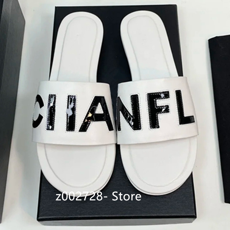 Women's slide sandals luxury shoes designer flip flops designer shoes classic black leather beach anti slip flat shoes casual slippers designer shoes 35-42