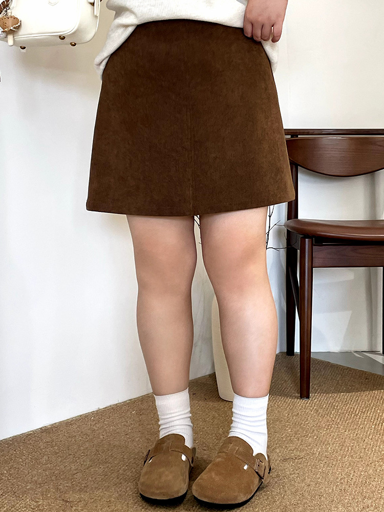 SY22025 Large Size Casual Versatile Straight Corduroy Skirt Women's Loose Skirt