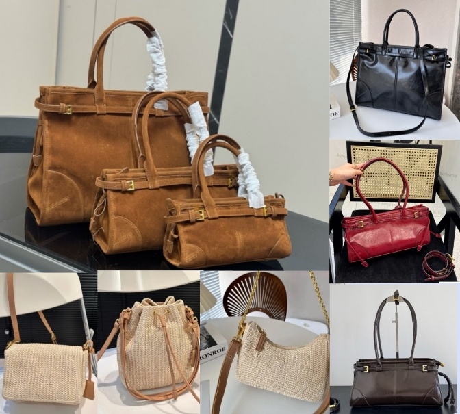 NEW Woman Straw Bags Nylon shoulder bags Hobos Handbags Chain Purses Designer Crossbody Baguettes Lady Small Totes