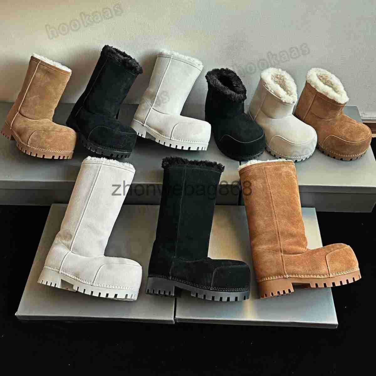 Designer Bootie Alaska-Inspired Faux Fur Snow Boots for Women d Men - Blk Brown White Fuchsia d Khaki - Durable Footwear J250822