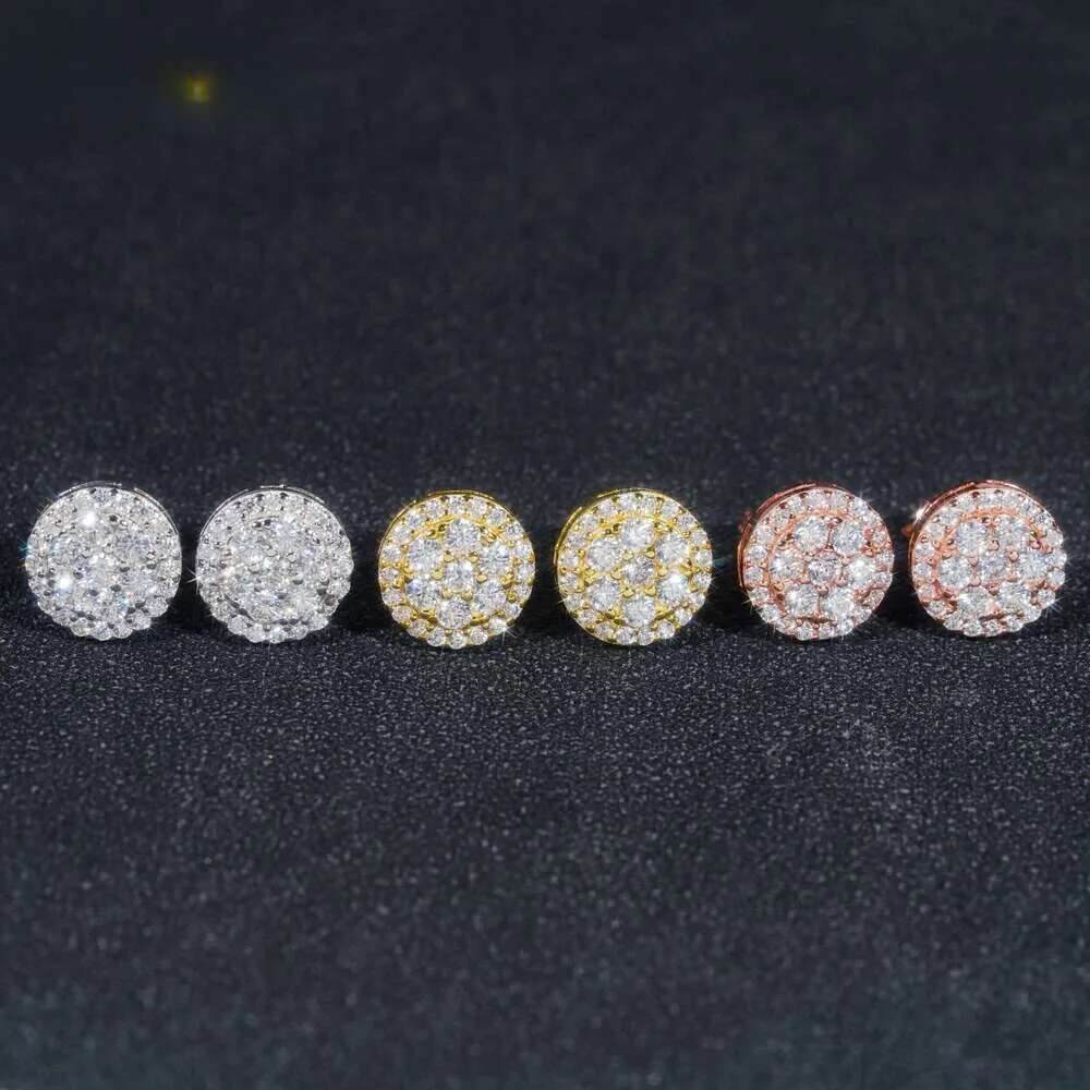 High quality full drill earringsGra Certificate Pass Dia Tester Iced Out Hip Hop Popular Sterg Sier VVS Moissanite Stud Earrings